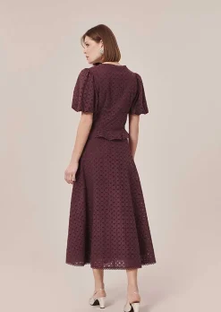 TARA JARMON Jessie Brown Embroidered Skirt Outlet