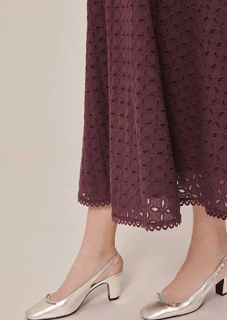 TARA JARMON Jessie Brown Embroidered Skirt Outlet