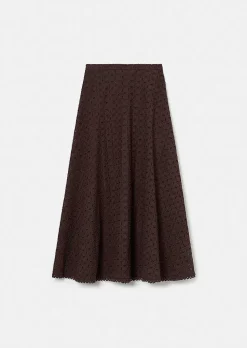 TARA JARMON Jessie Brown Embroidered Skirt Outlet