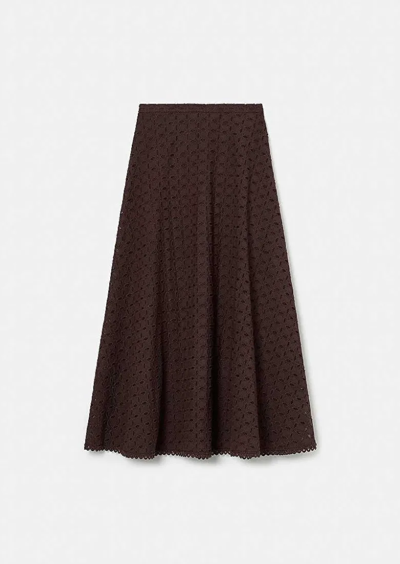 TARA JARMON Jessie Brown Embroidered Skirt Outlet