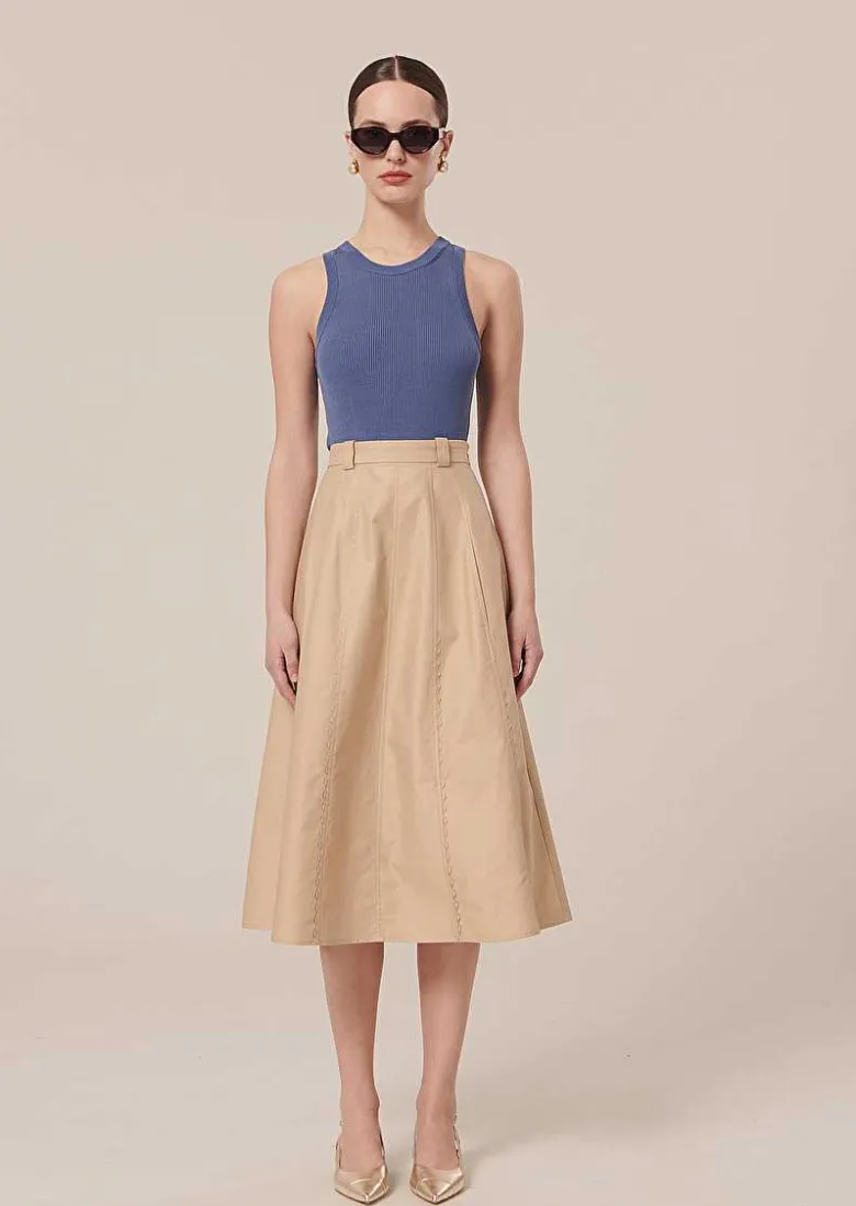 TARA JARMON Jil Beige Cotton Skirt Best