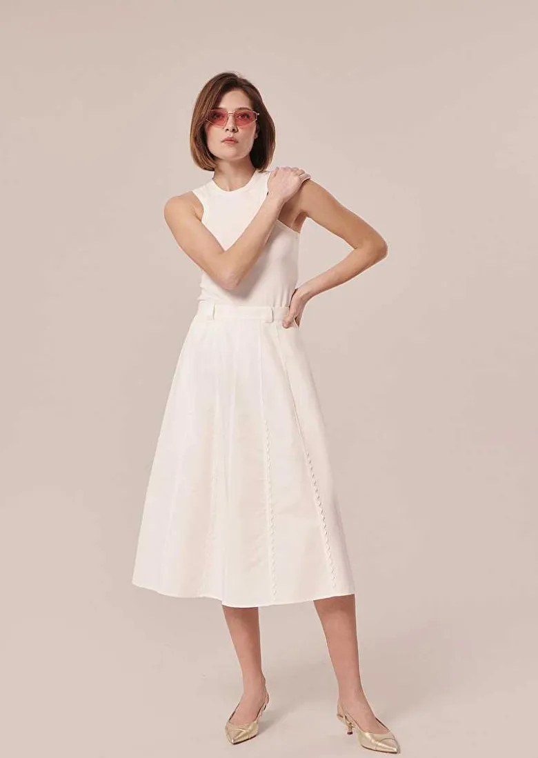 TARA JARMON Jil White Cotton Skirt Fashion