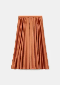 TARA JARMON Jolanda Brown Skirt In Fluid Satin Shop