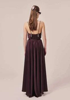 TARA JARMON Joya Brown Fluid Satin Skirt Cheap