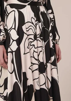 TARA JARMON Joya Ecru With Black Flowers Skirt Best Sale