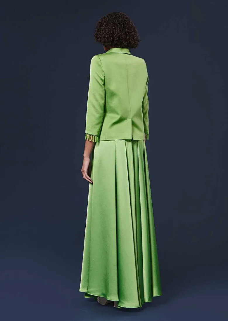 TARA JARMON Joya Green Satin Skirt Cheap