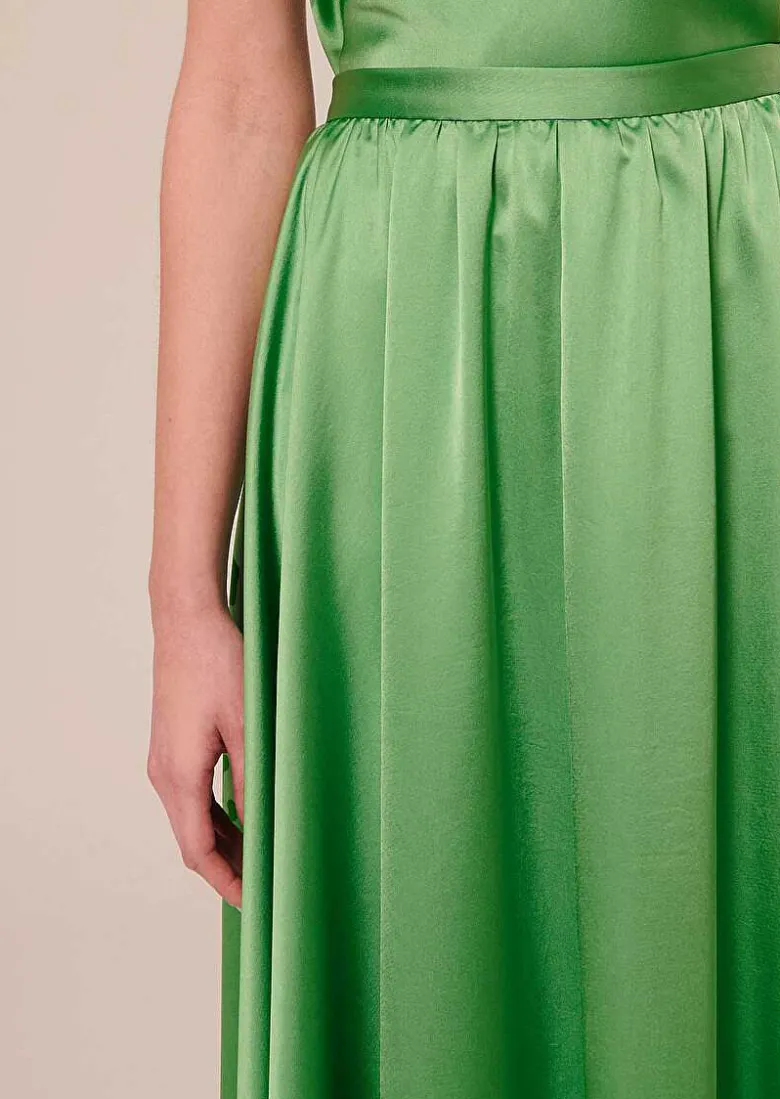 TARA JARMON Joya Green Satin Skirt Cheap