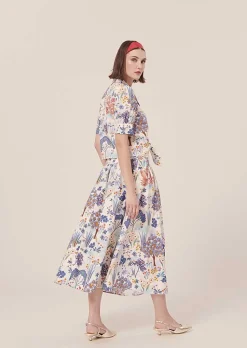 TARA JARMON Judi Blue Flower Printed Skirt Cheap