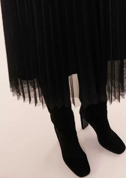 TARA JARMON Juillet Black Pleated Tulle Skirt Clearance