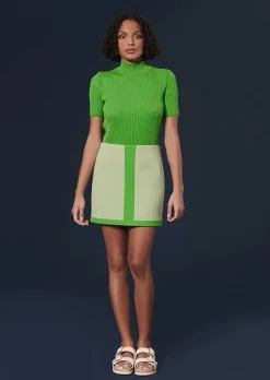 TARA JARMON Julianna Green Double Canvas Skirt Best Sale