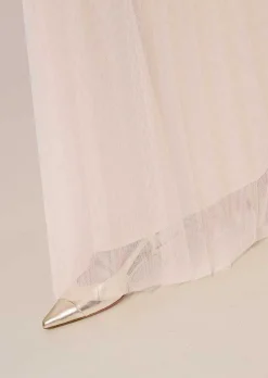 TARA JARMON Juliette Ecru Pleated Tulle Skirt New