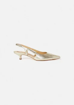 TARA JARMON Kaia Gold Metallic Leather Pumps New