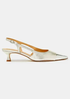 TARA JARMON Kaia Metallic Leather Pumps New