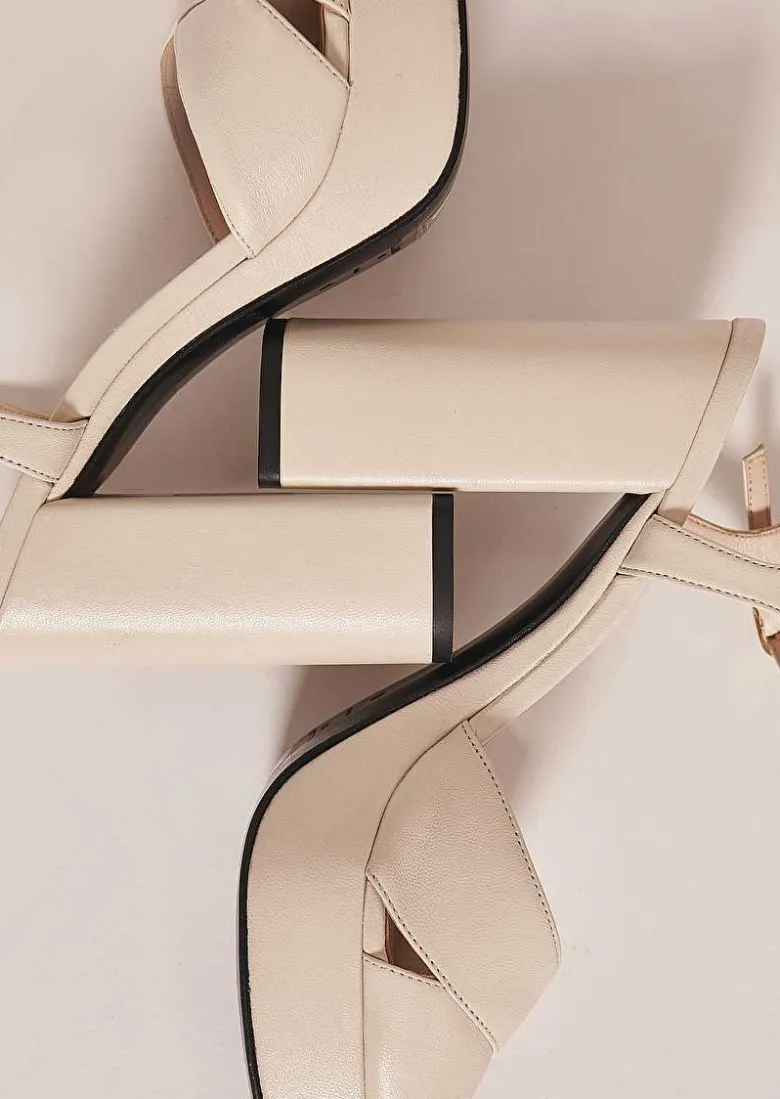TARA JARMON Kourtney Ecru Smooth Leather Shoes Best Sale