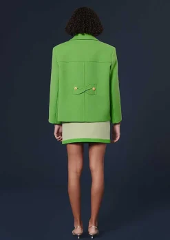 TARA JARMON Marcello Green Double Cotton Coat Cheap