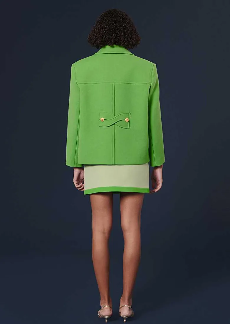 TARA JARMON Marcello Green Double Cotton Coat Cheap