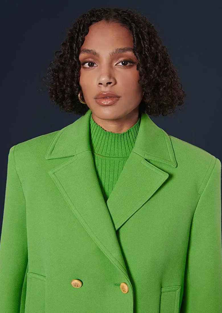 TARA JARMON Marcello Green Double Cotton Coat Cheap