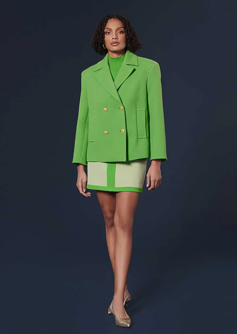 TARA JARMON Marcello Green Double Cotton Coat Cheap