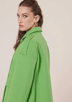 TARA JARMON Marnie Green Double Cotton Coat Cheap