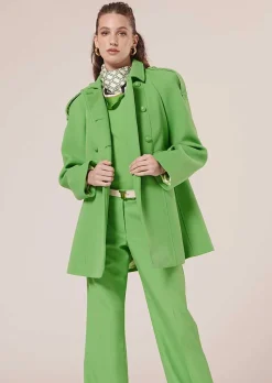 TARA JARMON Marnie Green Double Cotton Coat Cheap