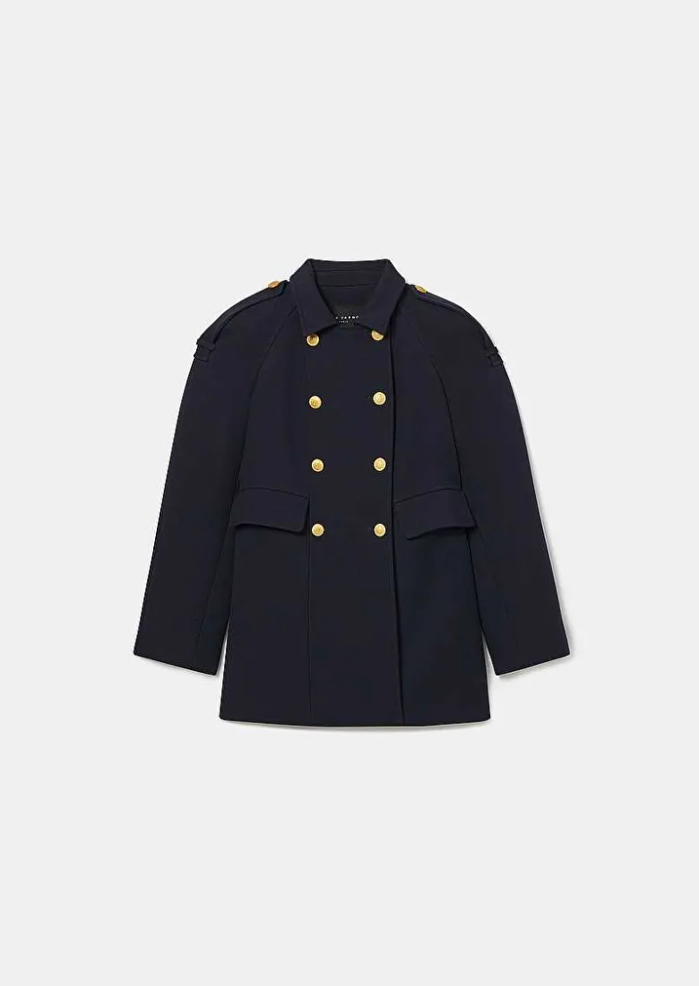 TARA JARMON Marnie Midnight Blue Double Cotton Coat New