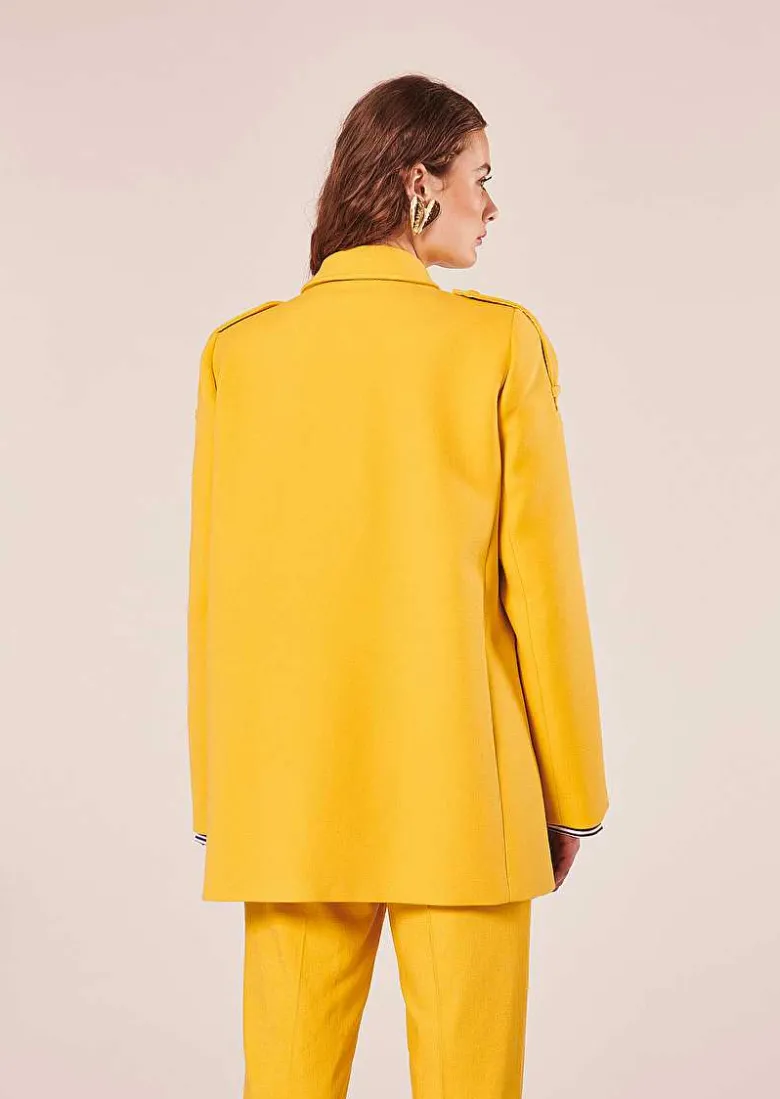 TARA JARMON Marnie Yellow Double Cotton Coat Sale