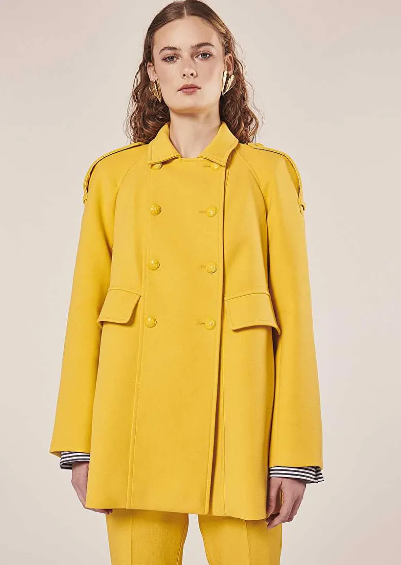 TARA JARMON Marnie Yellow Double Cotton Coat Sale