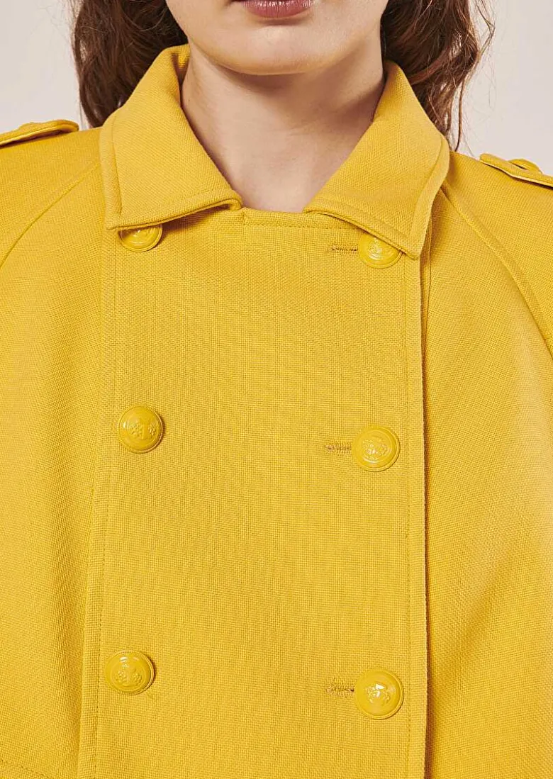 TARA JARMON Marnie Yellow Double Cotton Coat Sale