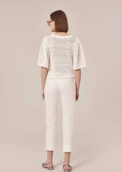TARA JARMON Pablo White Cotton Pants Online