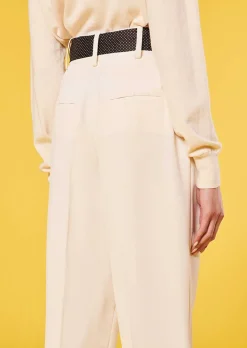 TARA JARMON Paga Ecru Crepe Pants Clearance