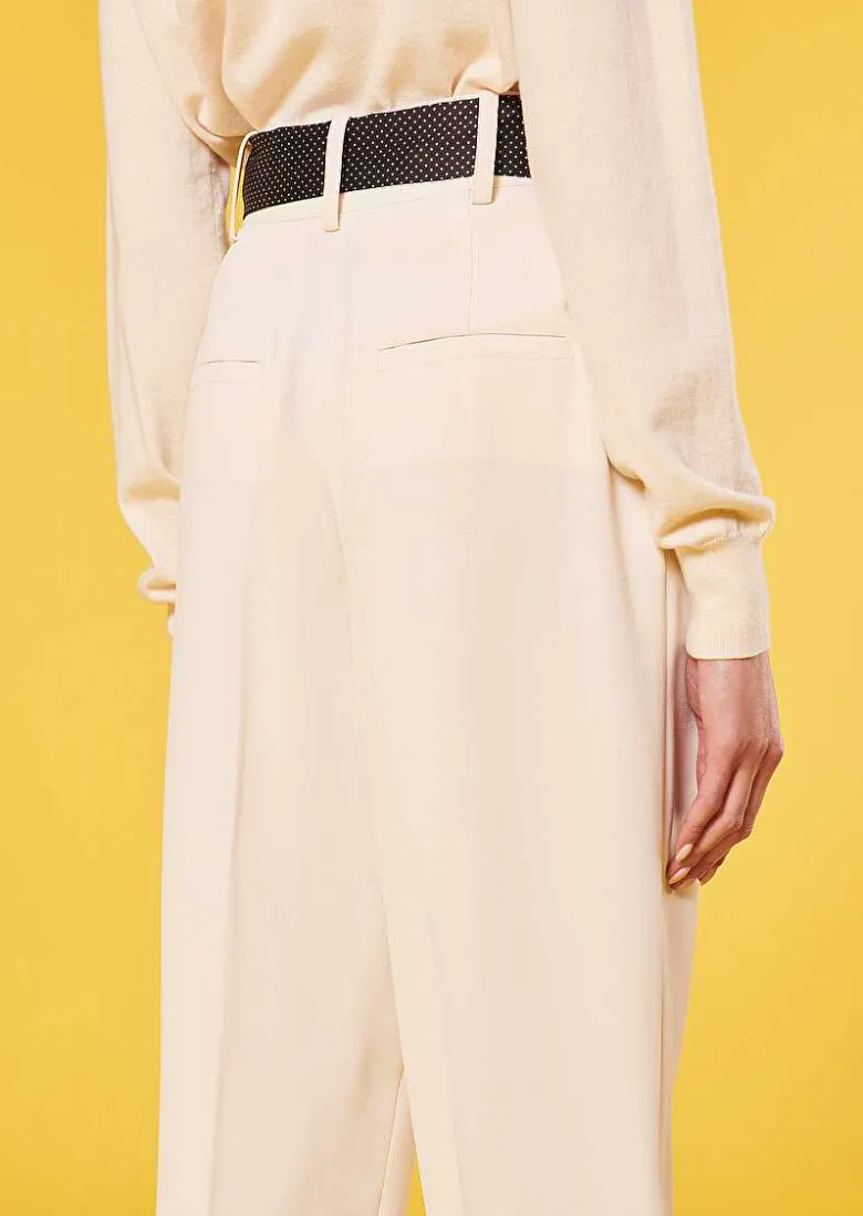 TARA JARMON Paga Ecru Crepe Pants Clearance