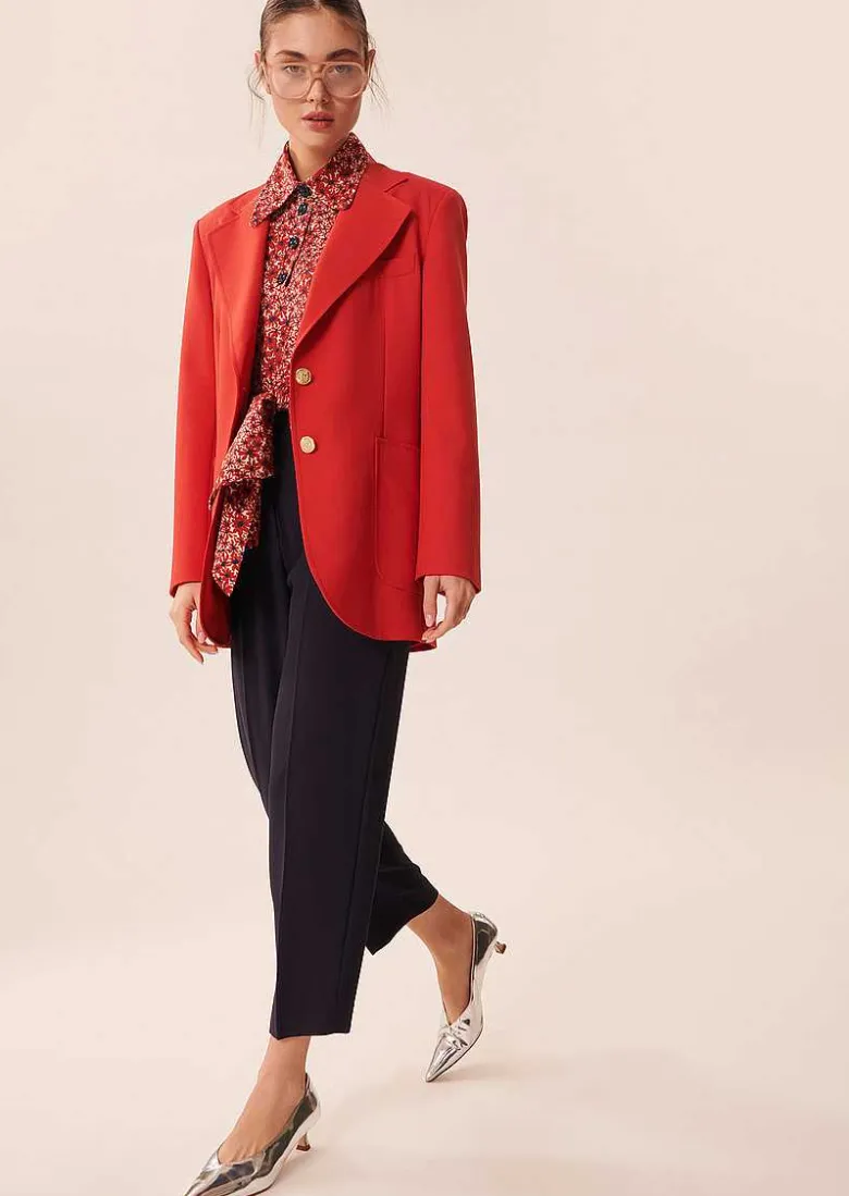 TARA JARMON Paga Midnight Blue Crepe Trousers Best