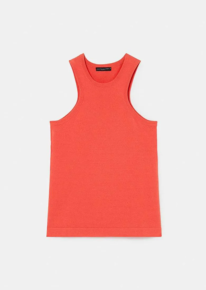 TARA JARMON Paige Coral Iridescent Knit Top Cheap