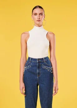 TARA JARMON Palmyre Ecru Iridescent Top Fashion