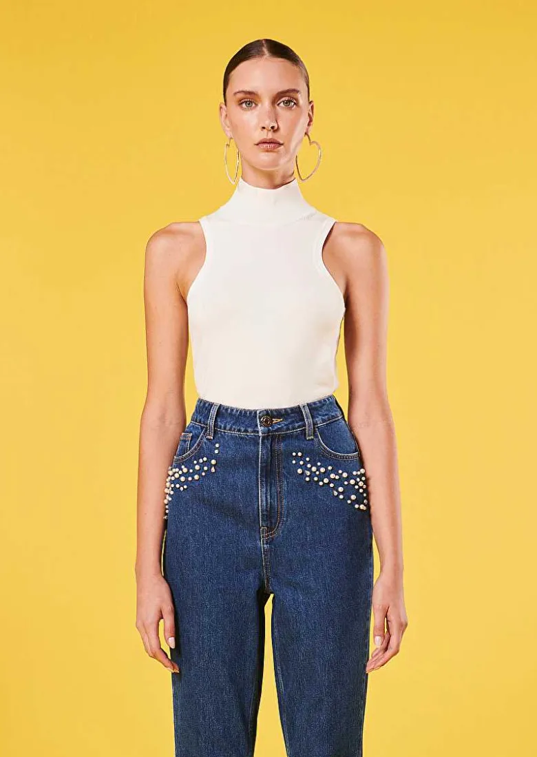 TARA JARMON Palmyre Ecru Iridescent Top Fashion