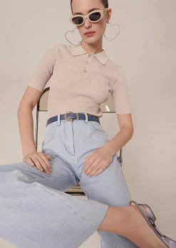 TARA JARMON Pam Beige Knit Top New