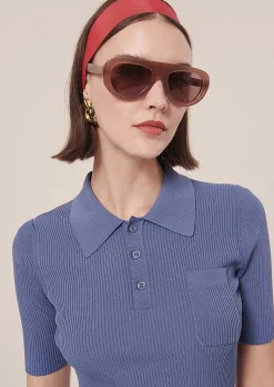 TARA JARMON Pam Navy Blue Knit Top Online