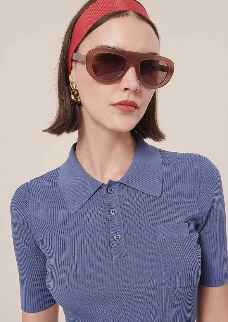 TARA JARMON Pam Navy Blue Knit Top Online