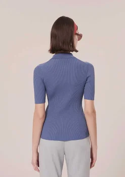 TARA JARMON Pam Navy Blue Knit Top Online