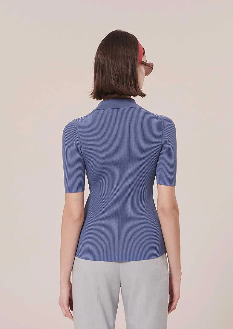 TARA JARMON Pam Navy Blue Knit Top Online