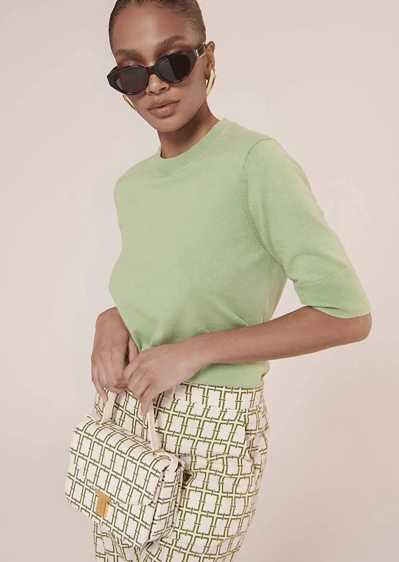 TARA JARMON Paoline Green Cotton And Wool Sweater Cheap