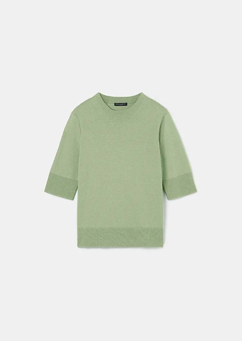 TARA JARMON Paoline Green Cotton And Wool Sweater Cheap