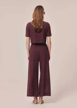 TARA JARMON Paquita Brown Embroidered Pants Hot