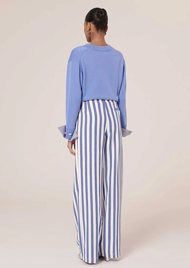 TARA JARMON Parigi Blue Striped Pants Fashion