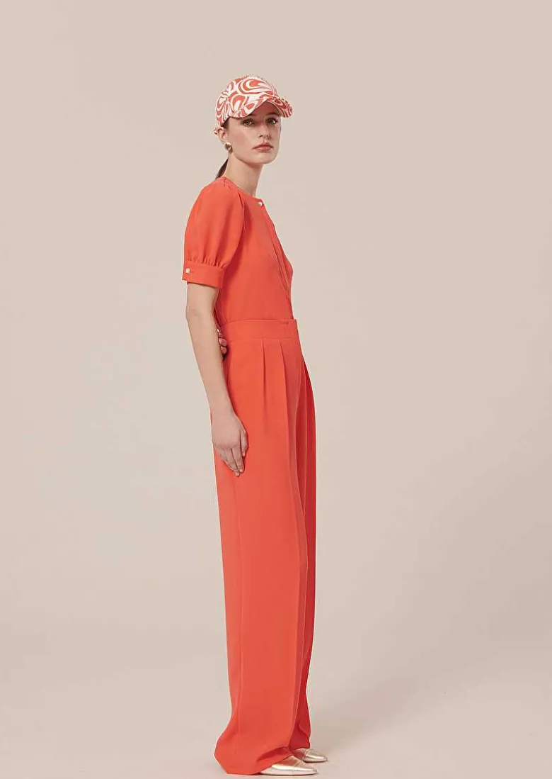 TARA JARMON Parigi Coral Crepe Pants New