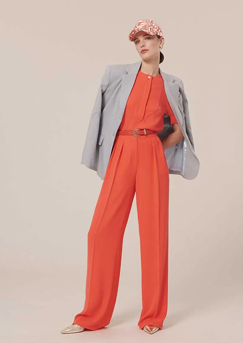 TARA JARMON Parigi Coral Crepe Pants New