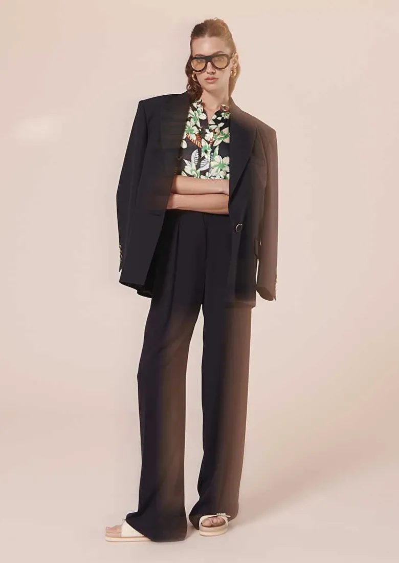TARA JARMON Parigi Midnight Blue Crepe Pants Best