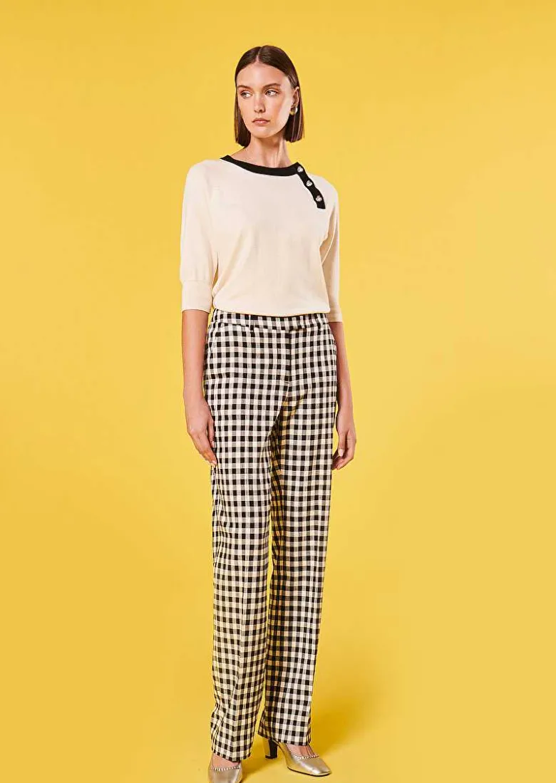 TARA JARMON Pastelle Ecru Cotton And Wool Sweater Hot