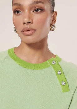 TARA JARMON Pastelle Green Cotton And Wool Sweater Clearance