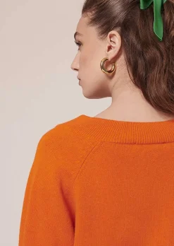 TARA JARMON Penelope Orange Sweater In Alpaga And Merinos Wool New
